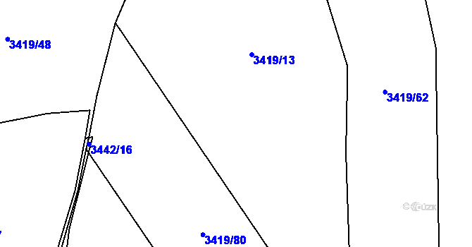 Parcela st. 3419/13 v KÚ Kadaň, Katastrální mapa