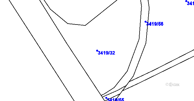 Parcela st. 3419/32 v KÚ Kadaň, Katastrální mapa