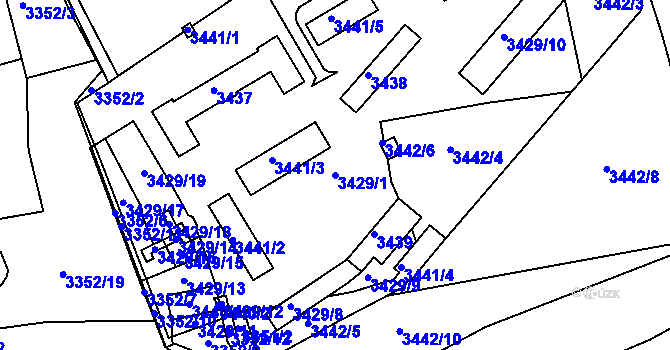Parcela st. 3429/1 v KÚ Kadaň, Katastrální mapa