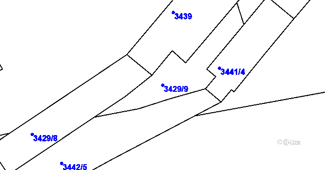 Parcela st. 3429/9 v KÚ Kadaň, Katastrální mapa