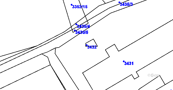 Parcela st. 3432 v KÚ Kadaň, Katastrální mapa