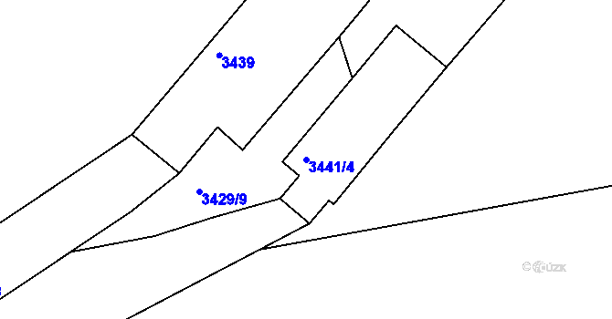 Parcela st. 3441/4 v KÚ Kadaň, Katastrální mapa