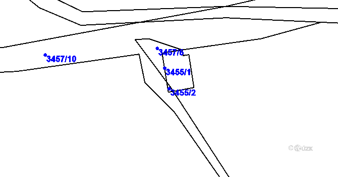 Parcela st. 3455/2 v KÚ Kadaň, Katastrální mapa