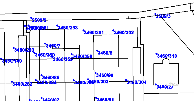Parcela st. 3460/8 v KÚ Kadaň, Katastrální mapa