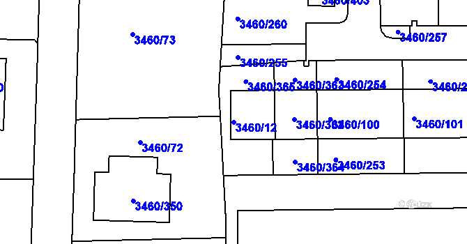 Parcela st. 3460/12 v KÚ Kadaň, Katastrální mapa