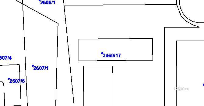 Parcela st. 3460/17 v KÚ Kadaň, Katastrální mapa