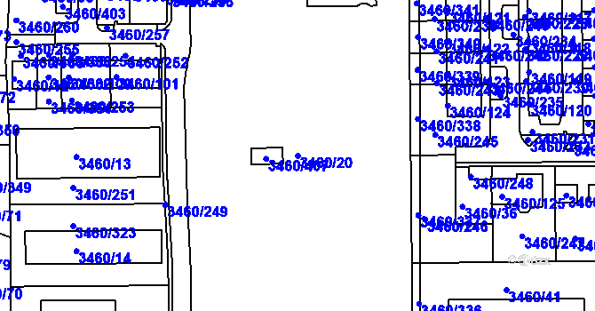 Parcela st. 3460/20 v KÚ Kadaň, Katastrální mapa