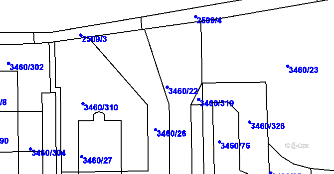 Parcela st. 3460/22 v KÚ Kadaň, Katastrální mapa