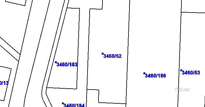 Parcela st. 3460/52 v KÚ Kadaň, Katastrální mapa