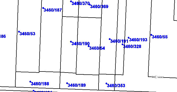 Parcela st. 3460/54 v KÚ Kadaň, Katastrální mapa