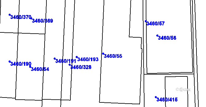 Parcela st. 3460/55 v KÚ Kadaň, Katastrální mapa