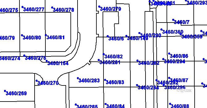 Parcela st. 3460/82 v KÚ Kadaň, Katastrální mapa