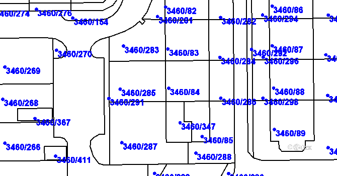 Parcela st. 3460/84 v KÚ Kadaň, Katastrální mapa