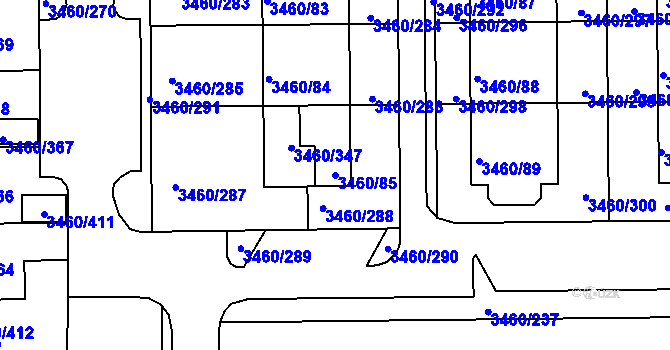 Parcela st. 3460/85 v KÚ Kadaň, Katastrální mapa