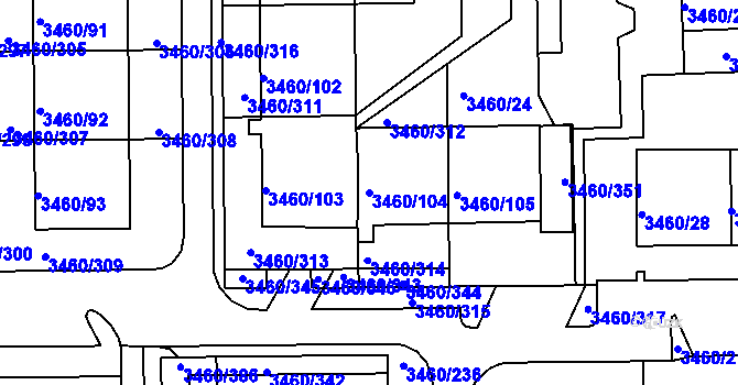 Parcela st. 3460/104 v KÚ Kadaň, Katastrální mapa