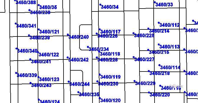 Parcela st. 3460/118 v KÚ Kadaň, Katastrální mapa