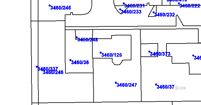Parcela st. 3460/125 v KÚ Kadaň, Katastrální mapa