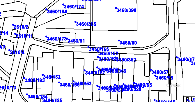 Parcela st. 3460/162 v KÚ Kadaň, Katastrální mapa