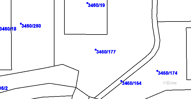 Parcela st. 3460/177 v KÚ Kadaň, Katastrální mapa