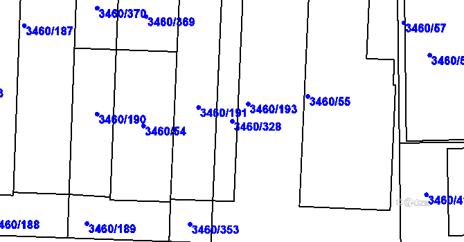 Parcela st. 3460/328 v KÚ Kadaň, Katastrální mapa