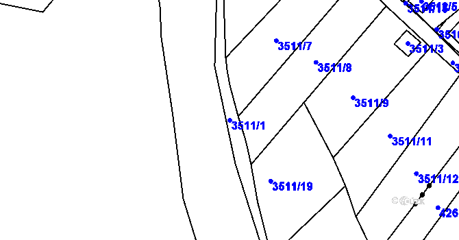 Parcela st. 3511/1 v KÚ Kadaň, Katastrální mapa