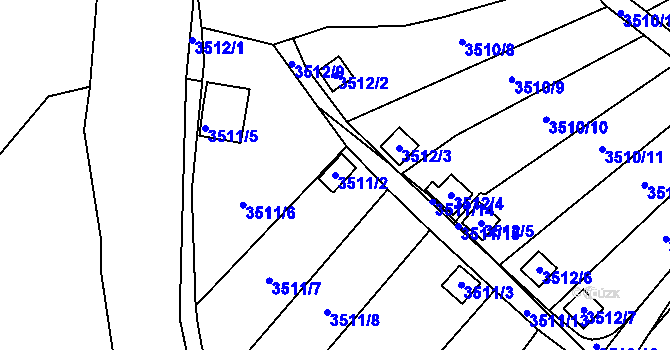 Parcela st. 3511/2 v KÚ Kadaň, Katastrální mapa