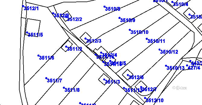 Parcela st. 3512/4 v KÚ Kadaň, Katastrální mapa