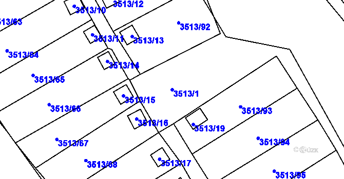 Parcela st. 3513/1 v KÚ Kadaň, Katastrální mapa