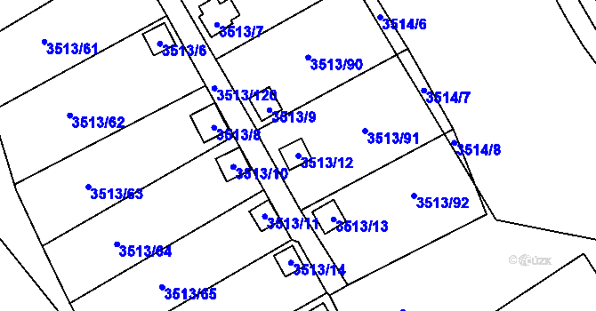 Parcela st. 3513/12 v KÚ Kadaň, Katastrální mapa