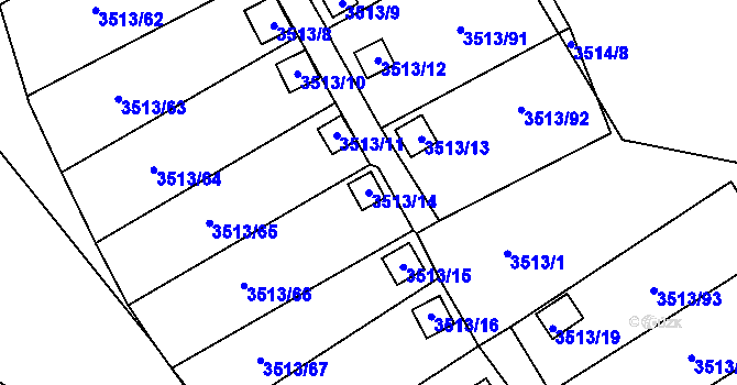 Parcela st. 3513/14 v KÚ Kadaň, Katastrální mapa
