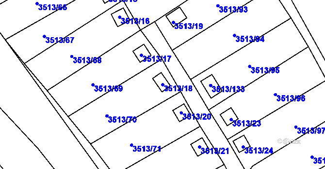 Parcela st. 3513/18 v KÚ Kadaň, Katastrální mapa