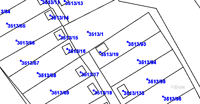 Parcela st. 3513/19 v KÚ Kadaň, Katastrální mapa