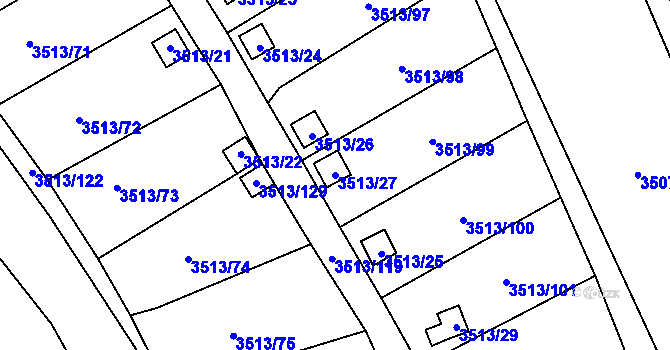 Parcela st. 3513/27 v KÚ Kadaň, Katastrální mapa