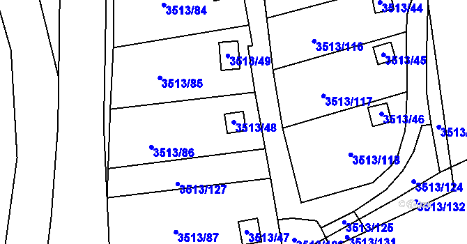 Parcela st. 3513/48 v KÚ Kadaň, Katastrální mapa
