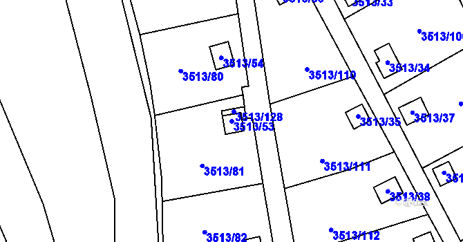 Parcela st. 3513/53 v KÚ Kadaň, Katastrální mapa