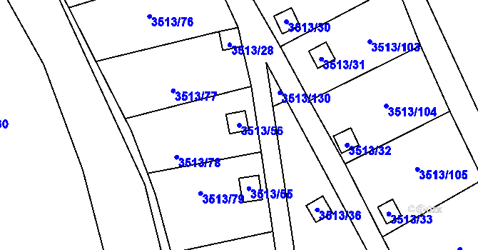 Parcela st. 3513/56 v KÚ Kadaň, Katastrální mapa