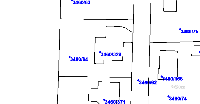 Parcela st. 3460/329 v KÚ Kadaň, Katastrální mapa
