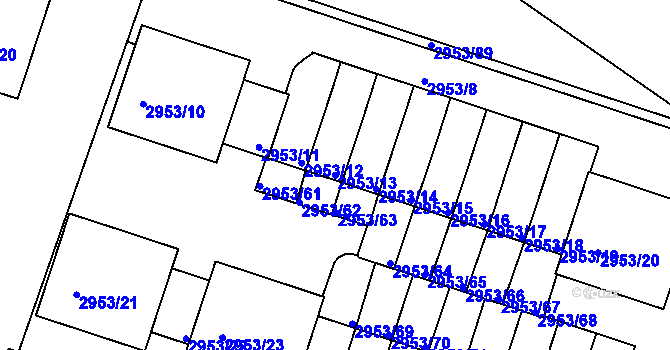 Parcela st. 2953/13 v KÚ Kadaň, Katastrální mapa
