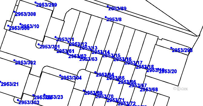 Parcela st. 2953/15 v KÚ Kadaň, Katastrální mapa