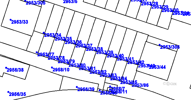 Parcela st. 2953/39 v KÚ Kadaň, Katastrální mapa