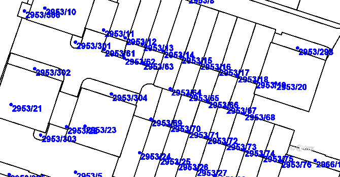 Parcela st. 2953/64 v KÚ Kadaň, Katastrální mapa