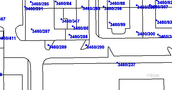 Parcela st. 3460/290 v KÚ Kadaň, Katastrální mapa