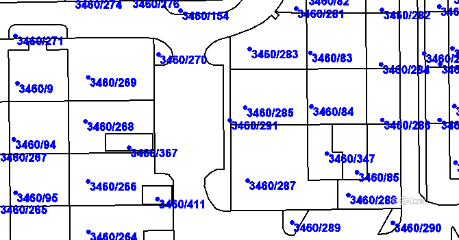 Parcela st. 3460/291 v KÚ Kadaň, Katastrální mapa