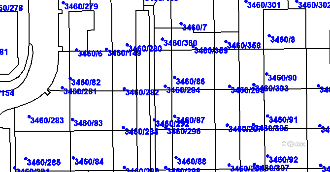 Parcela st. 3460/294 v KÚ Kadaň, Katastrální mapa