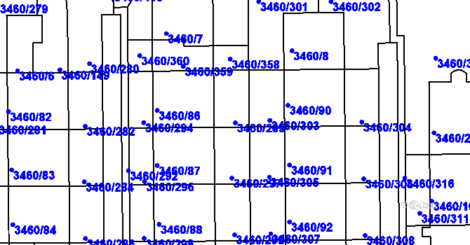Parcela st. 3460/295 v KÚ Kadaň, Katastrální mapa