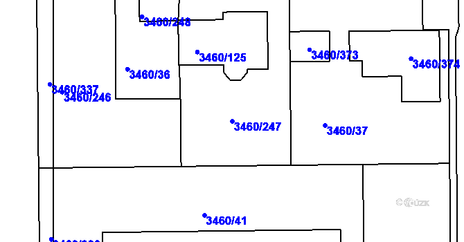 Parcela st. 3460/247 v KÚ Kadaň, Katastrální mapa