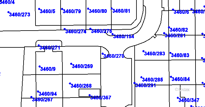 Parcela st. 3460/270 v KÚ Kadaň, Katastrální mapa
