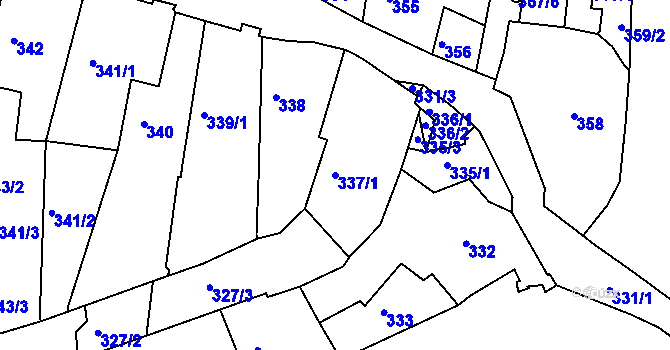 Parcela st. 337/1 v KÚ Kadaň, Katastrální mapa