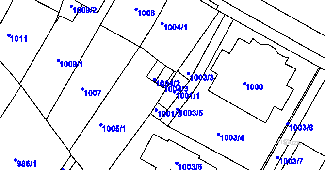 Parcela st. 1004/3 v KÚ Kadaň, Katastrální mapa