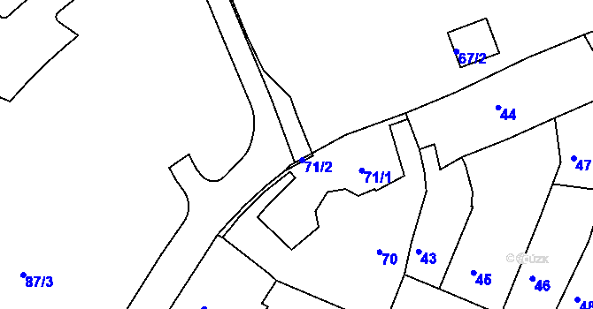 Parcela st. 67/3 v KÚ Kadaň, Katastrální mapa